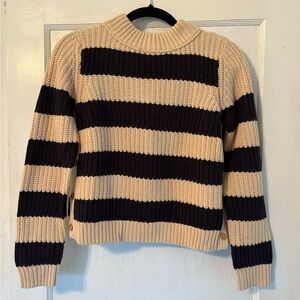 Striped Navy and Cream Women's Sweater